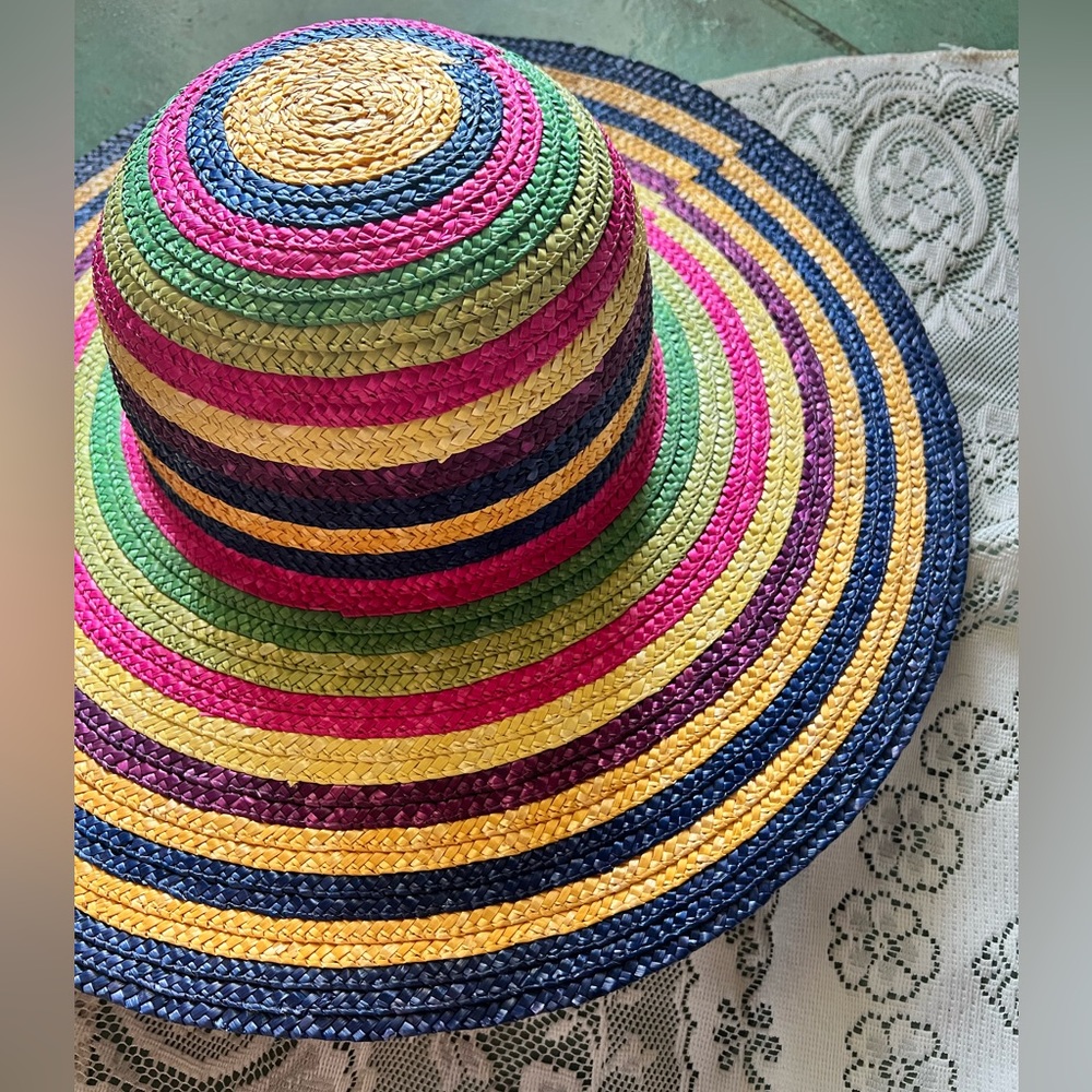 Colorful Stripe Floppy Straw Hat
